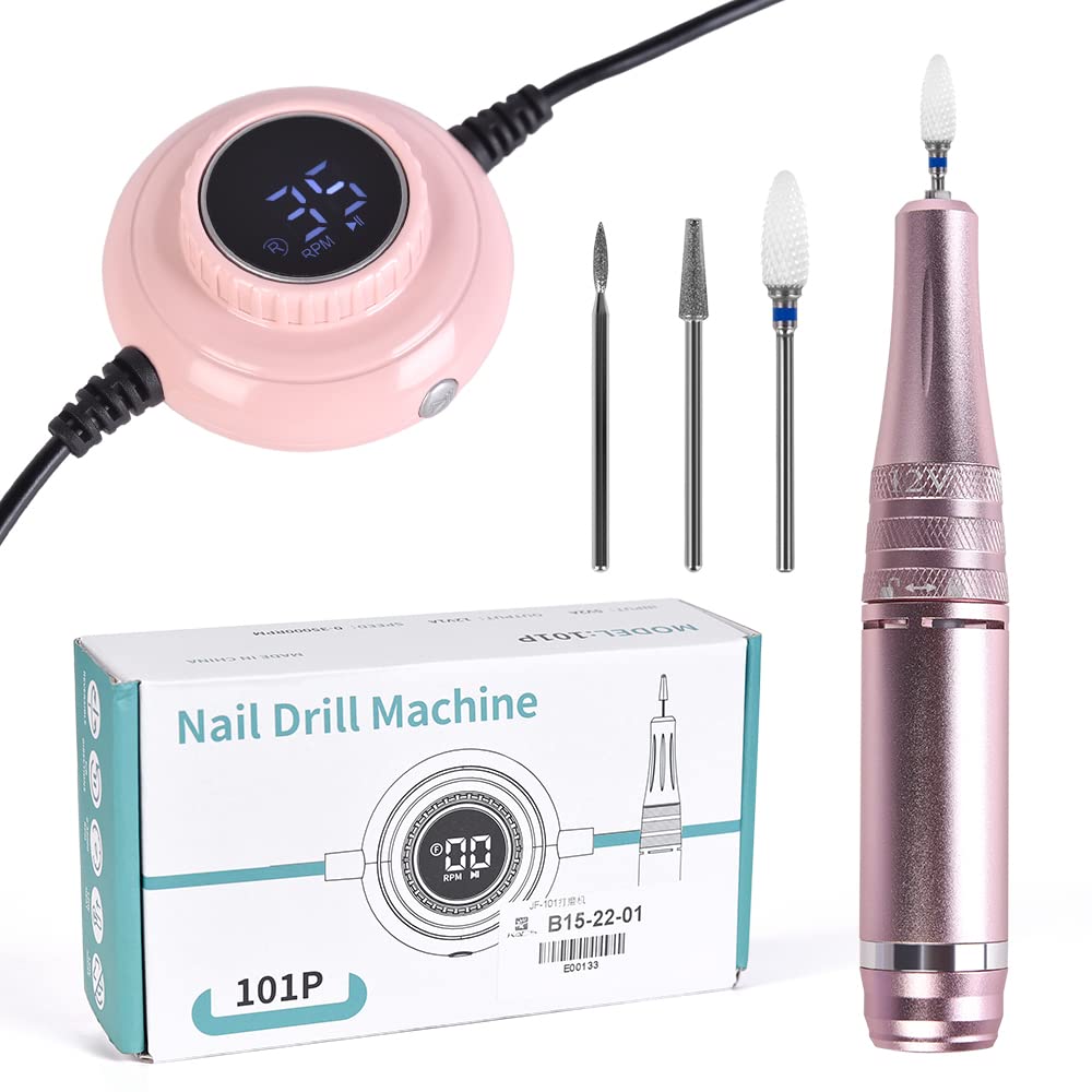 ALLE?S Electric Nail Drill Kit - 20000RPM Efile with 106 Sanding Bands & Bits, Pink