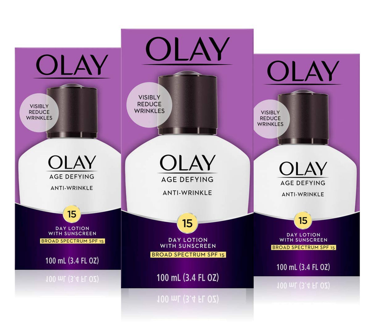 Olay Age Defying Anti-Wrinkle Day Lotion With Spf 15, 3.4 Fl Oz, Pack Of 3