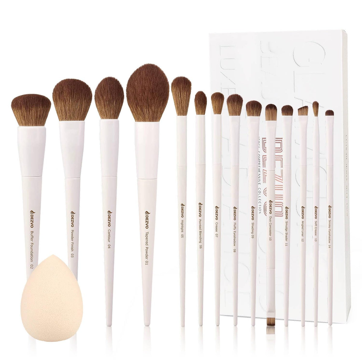 Dezvo 15Pcs Makeup Brush Set - Ultra Soft Synthetic Brushes For Foundation, Contour, And Eyeshadow