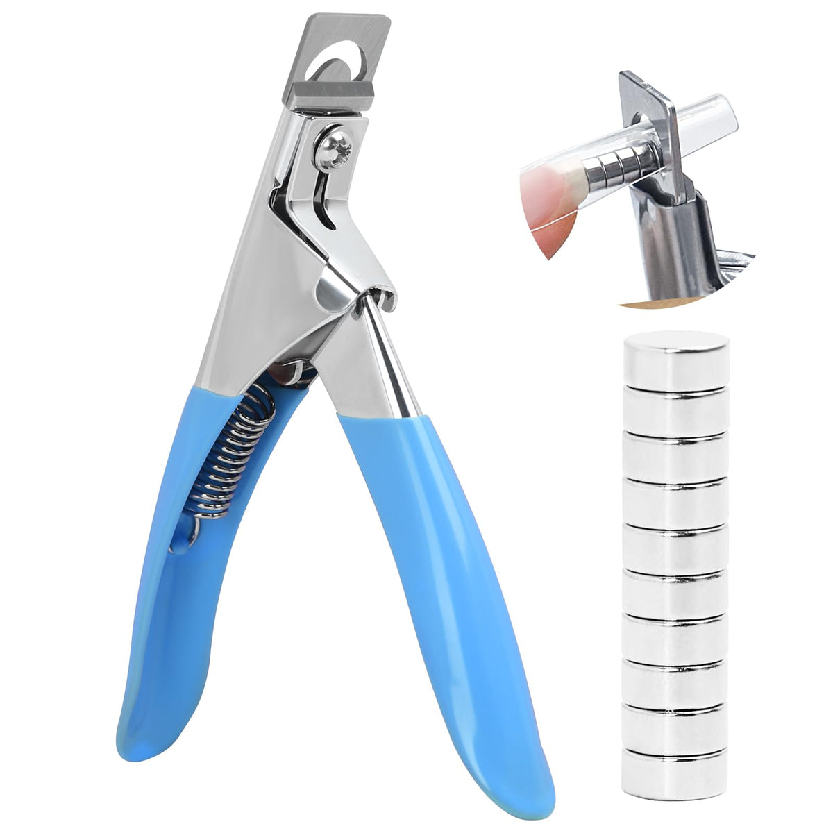 C12Rtive Acrylic Nail Clipper With Magnets - Stainless Steel Nail Cutter For Manicure (Blue)