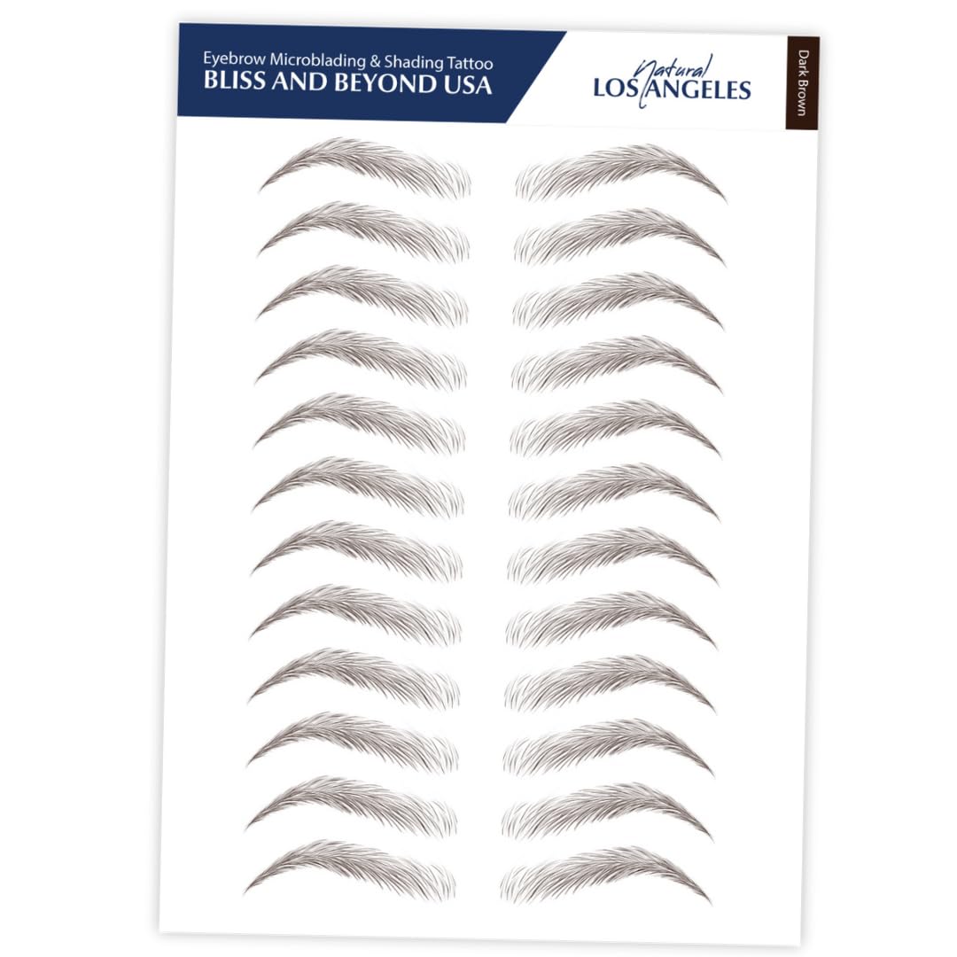 Bliss And Beyond Usa Waterproof Eyebrow Tattoo Stickers - Dark Brown, Real Hair Stroke Look