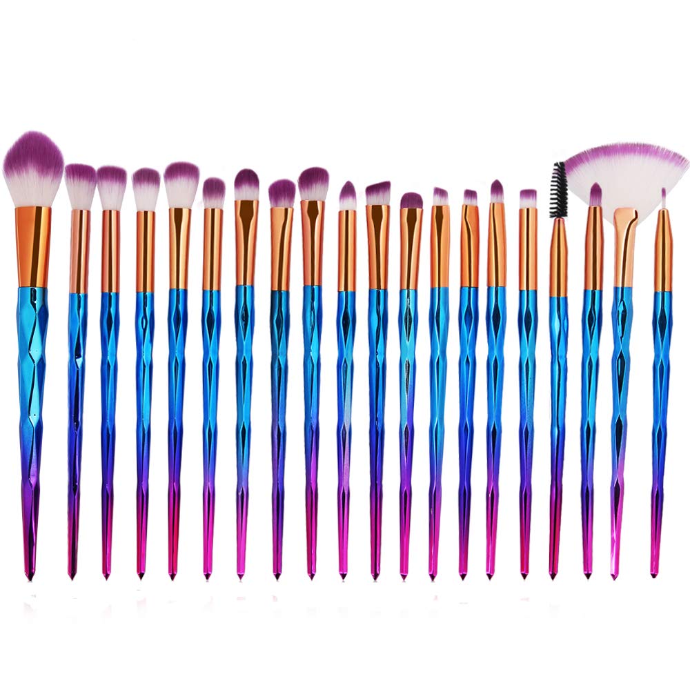 Kolight 20Pcs Purple Makeup Brush Set For Eyeshadow & Lip - Essential Beauty Tools