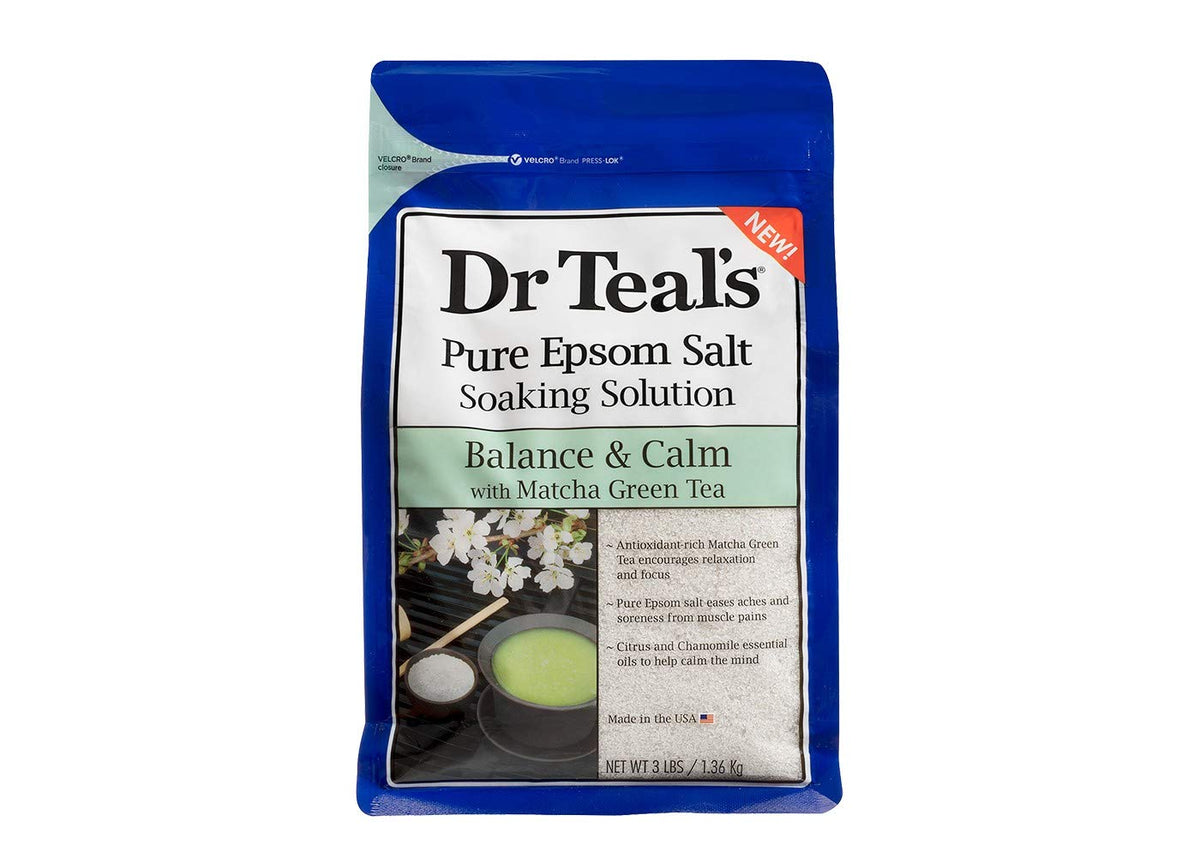 Dr. Teal'S Epsom Salt Matcha Green Tea Bath Soaking Solution With Essential Oils, 3 Lbs