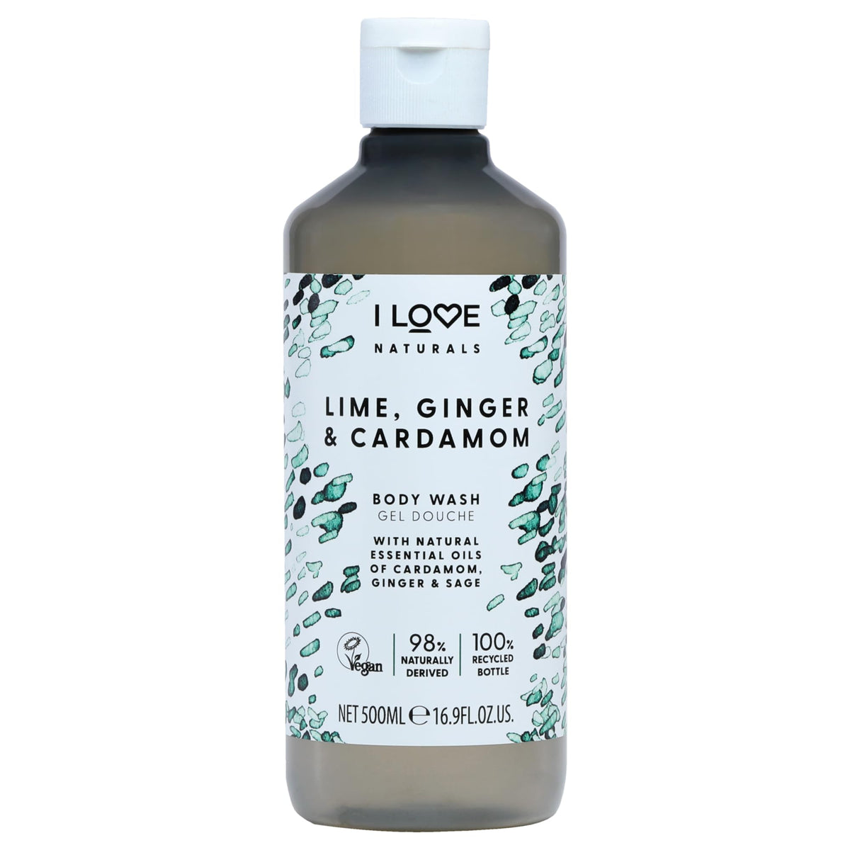 I Love Naturals Lime Ginger Cardamom Body Wash - Moisturizing Essential Oils - 16.9 oz