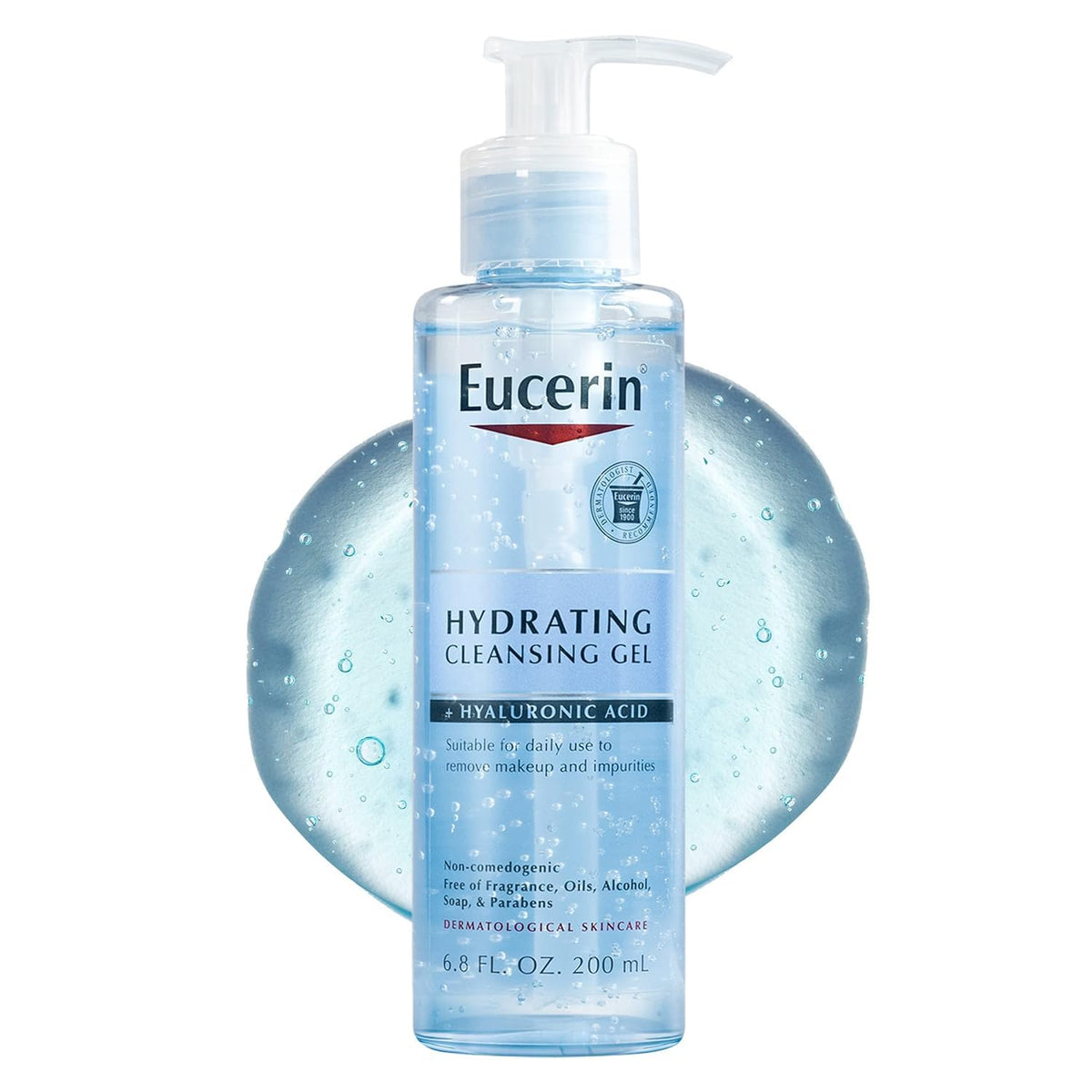 Eucerin Hydrating Cleansing Gel - Daily Face Wash & Makeup Remover With Hyaluronic Acid, 6.8 Fl Oz