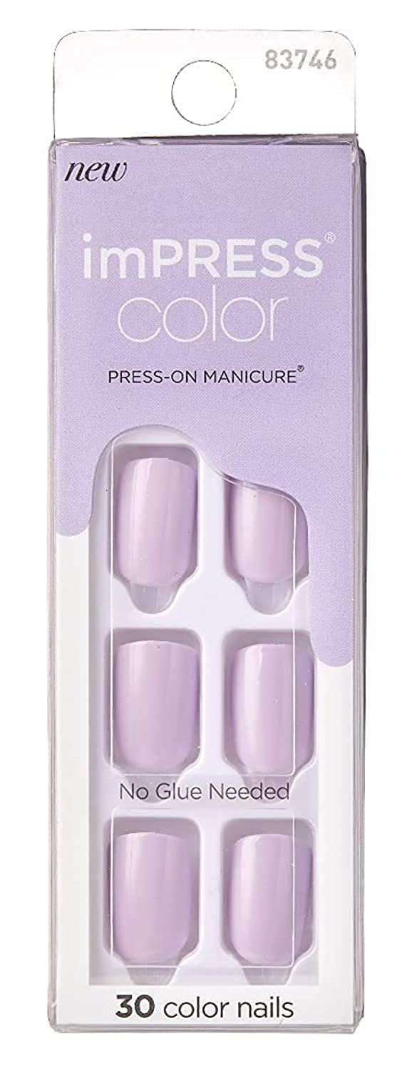 Kiss Impress Press-On Manicure Nails, 30 Count, Picture Purple, Pack Of 3 - Acrylic