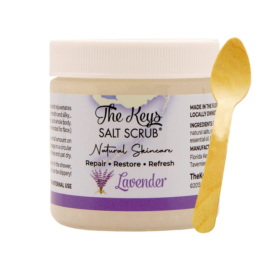 The Keys Salt Scrub Lavender Sea Salt Exfoliating Body Scrub, Travel Size 3.4 Oz