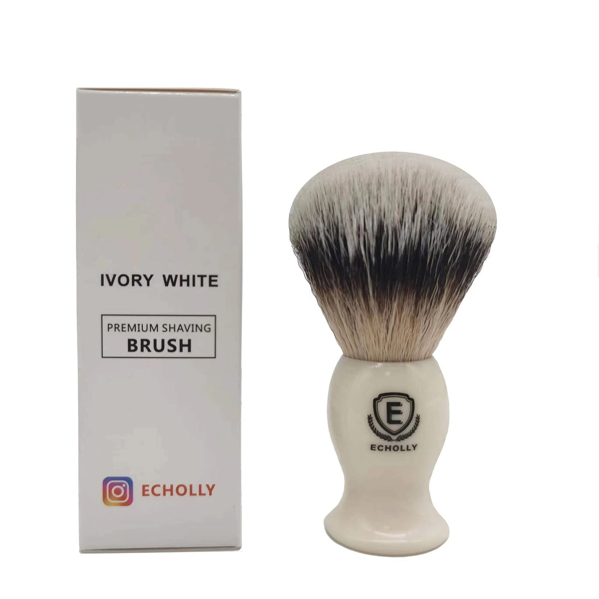 Echolly Premium Shaving Brush For Men - No Shedding Vegan Bristles, Smooth Acrylic Handle