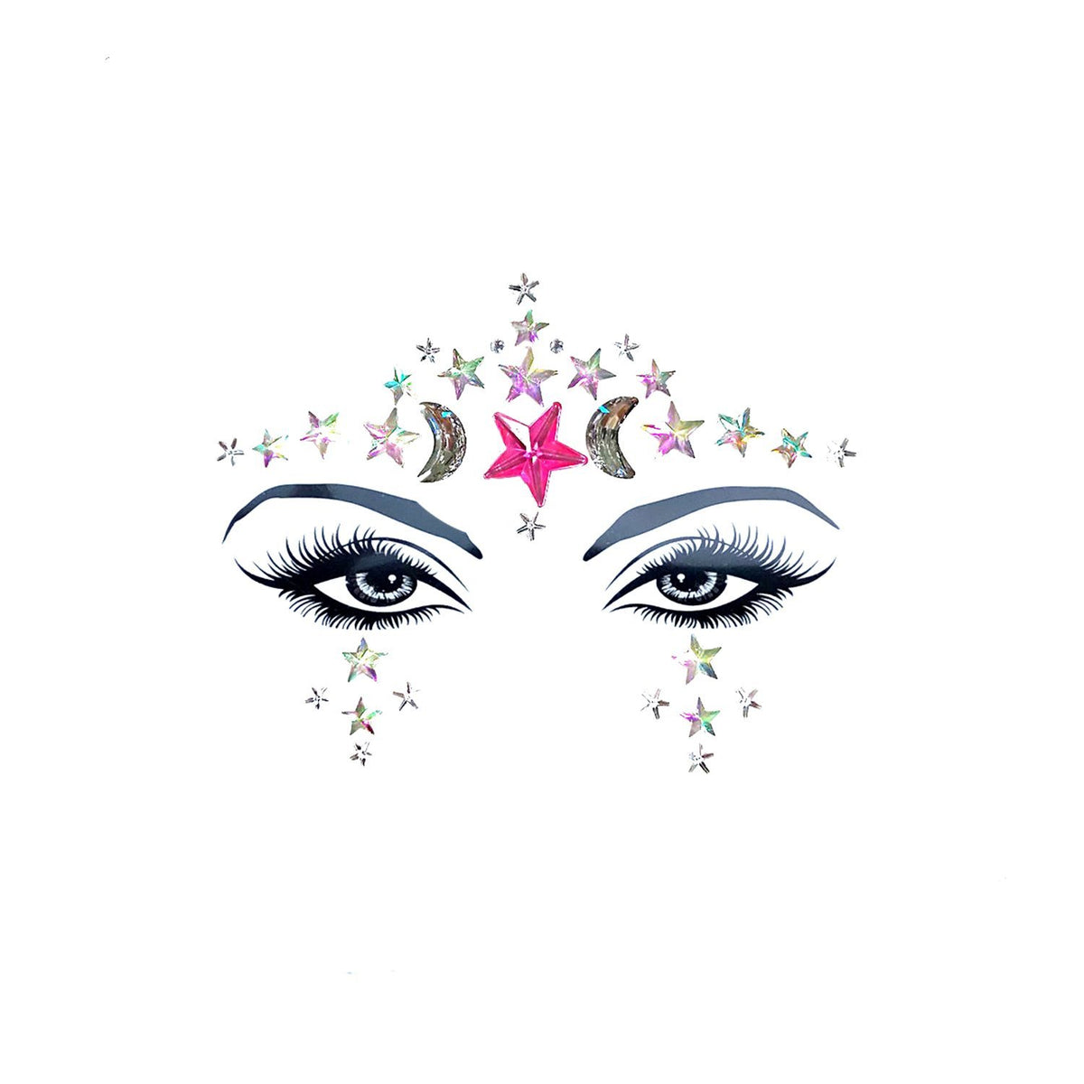 Neva Nude Luna Crystal Face Sticker - Waterproof, Sweatproof Gems For Festivals & Parties