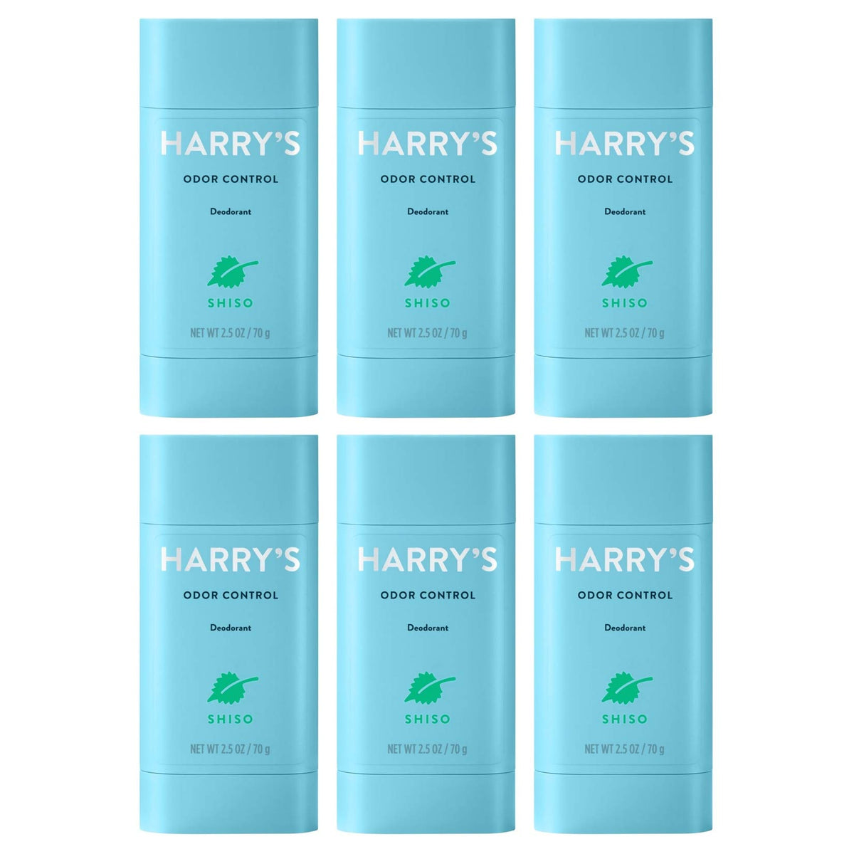 Harry's Odor Control Deodorant, Aluminum Free, Shiso, 6 Pack, 2.5 Ounce Each