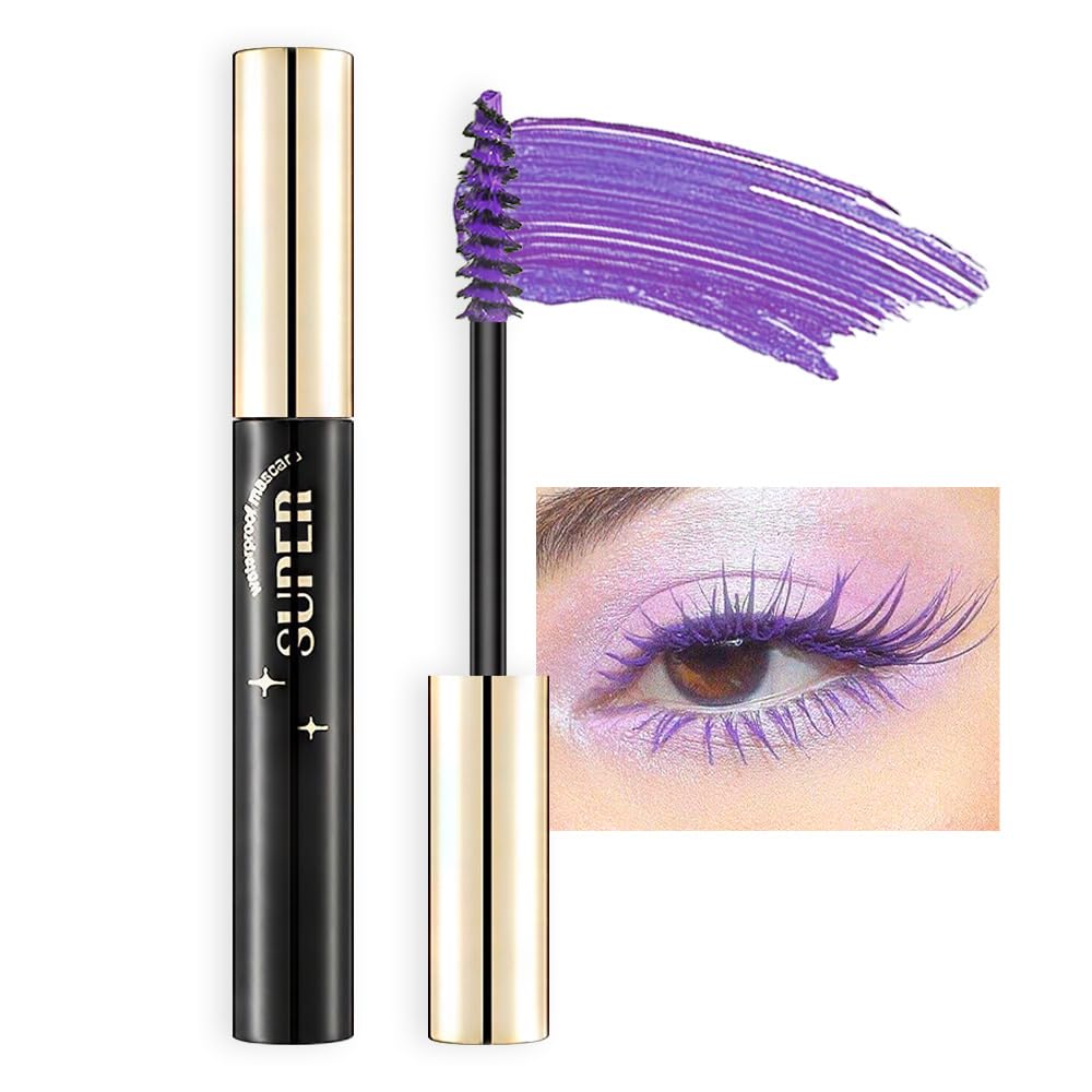 Bingbrush Colored Waterproof Mascara Set - Purple Long Lasting Volume, Vegan & Cruelty-Free