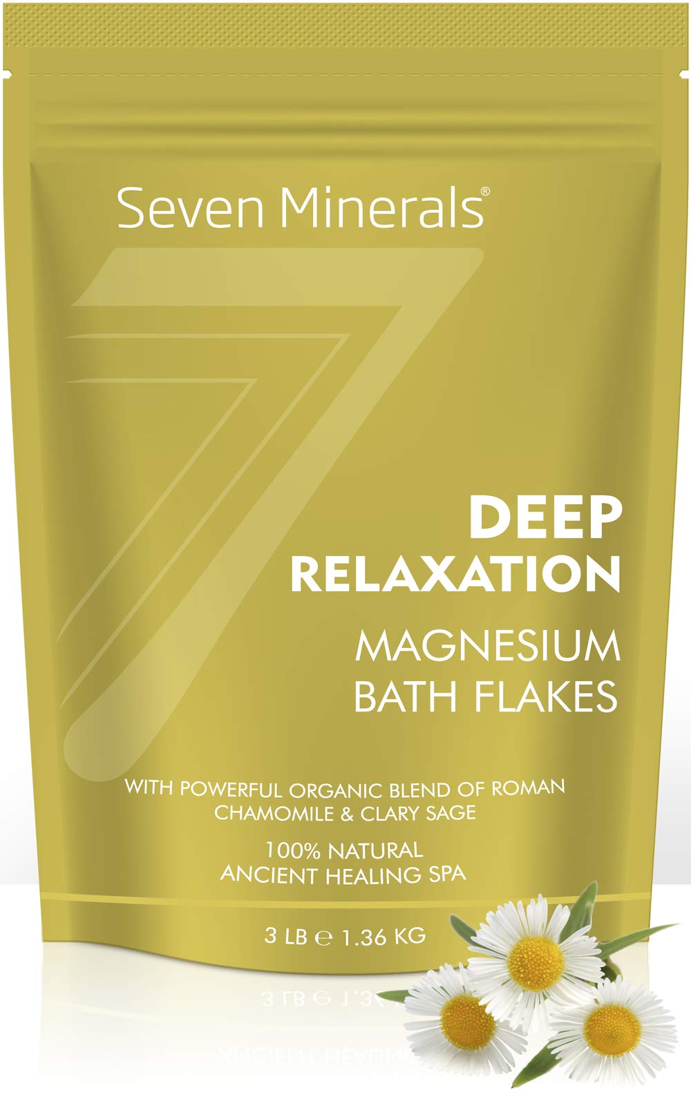 Seven Minerals Deep Relaxation Magnesium Chloride Flakes 3Lb - Stress Relief Bath Soak