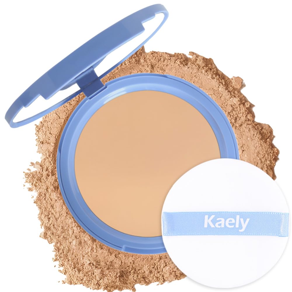 Kaely Oil Control Face Pressed Powder - Waterproof Matte Makeup, Lightweight, 03 Pure Beige