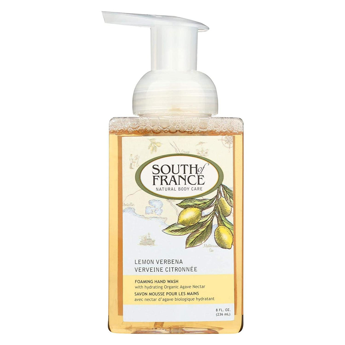 South Of France Foaming Hand Wash Lemon Verbena, 8 Oz With Organic Agave Nectar