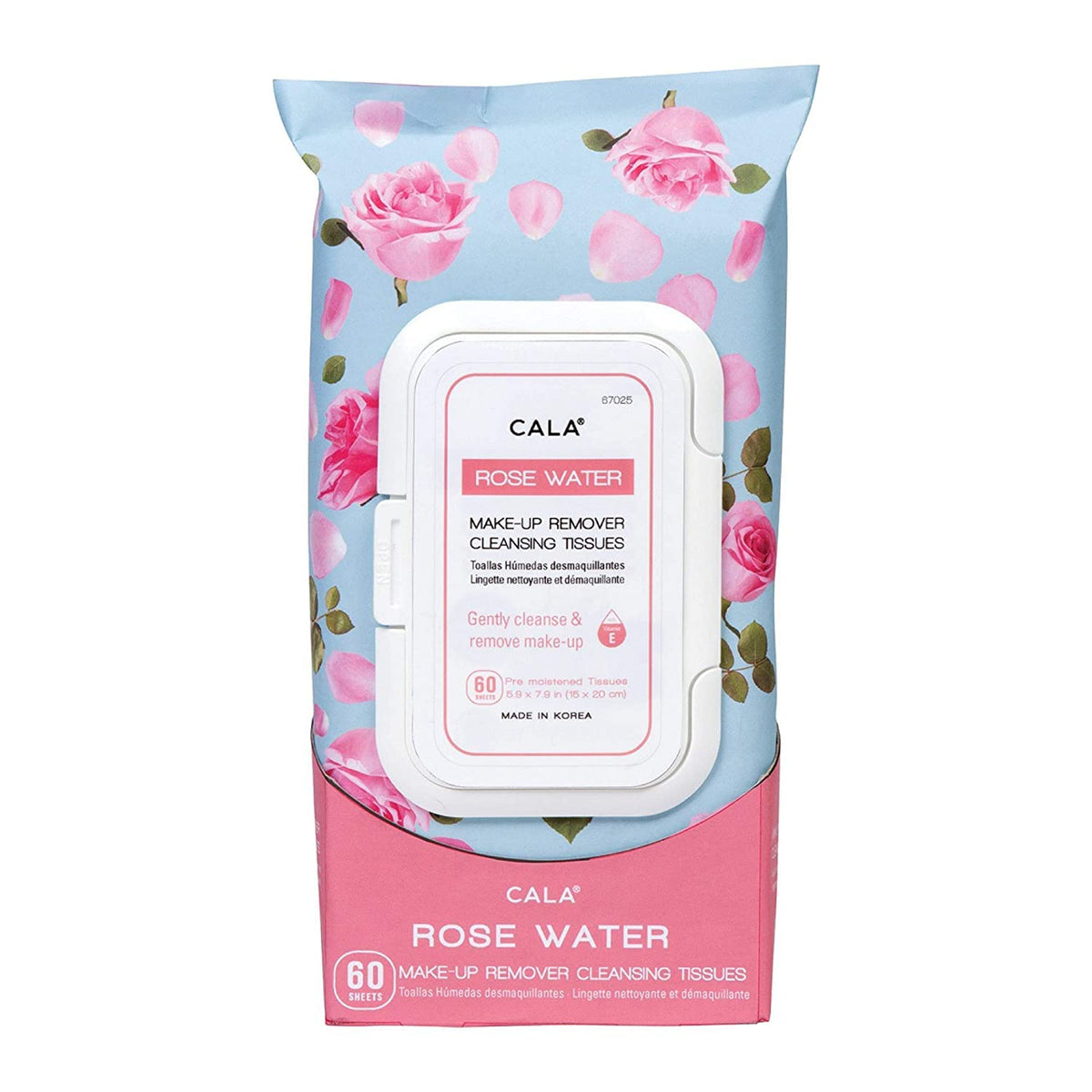 Cala Rose Water Makeup Remover Cleansing Tissues - 60 Count, Gentle & Hydrating Wipes