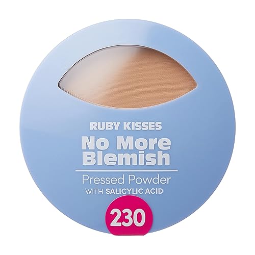 Ruby Kisses No More Blemish Face Powder, Salicylic Acid, Matte Finish, Natural Buff, 0.28 Oz