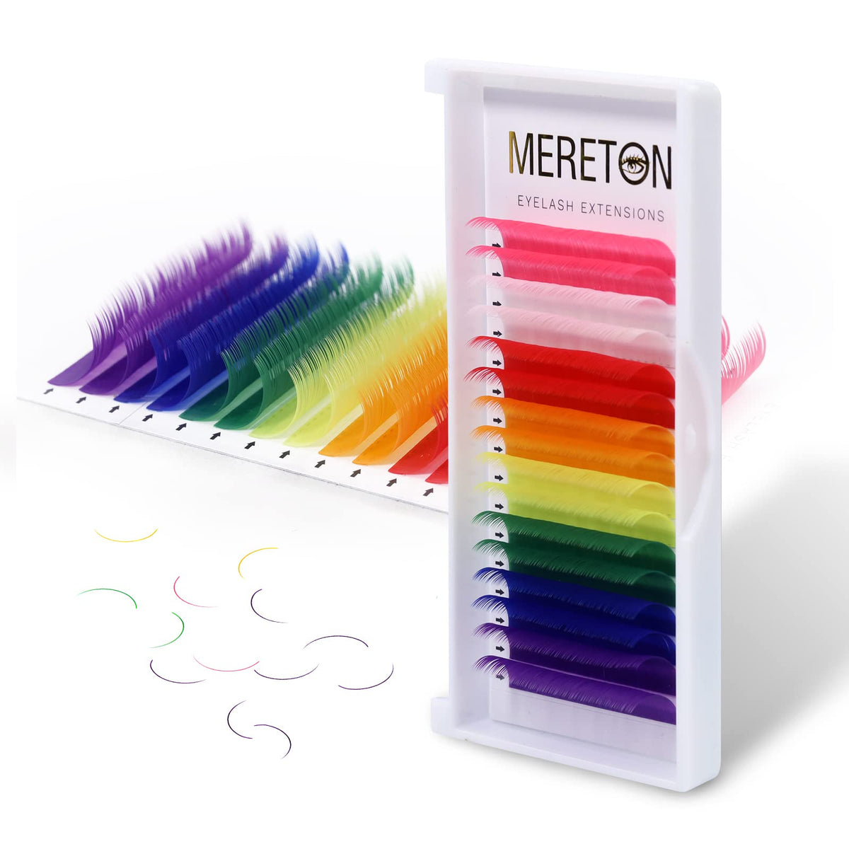 MERETON 16 Rows Colored Lash Extensions 0.07mm D Curl Classic Mix Color Individual Eyelash