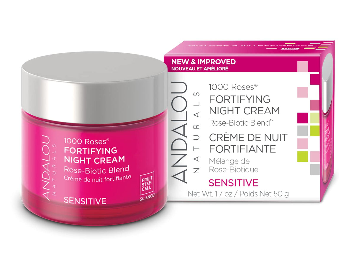 Andalou Naturals 1000 Roses® Fortifying Night Cream, 1.7 Oz - Hydrating Anti-Aging Moist