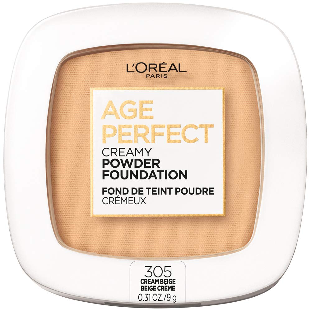 L’Oréal Paris Age Perfect Creamy Powder Foundation, 305 Cream Beige, 0.31 Oz Compact