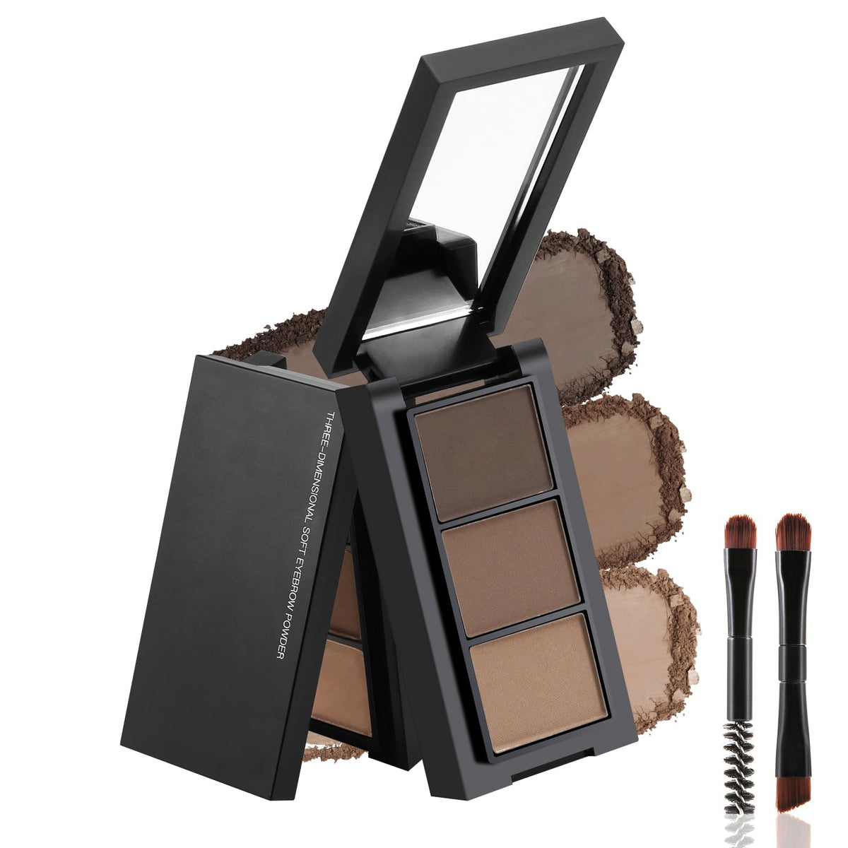 Geuufea Eyebrow Makeup Kit - Waterproof Brow Contour Palette With Mirror & Brush, 3 Colors