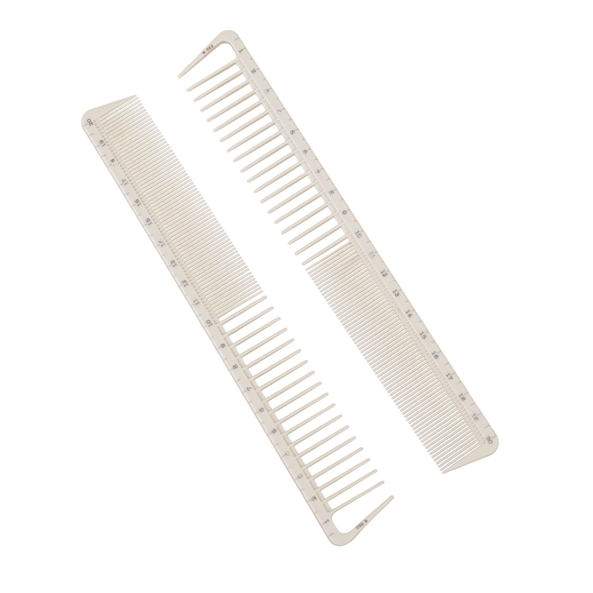 Marsrut 2Pcs Hair Cutting Combs With Ruler - Anti-Static, Portable, Tapered, Beige