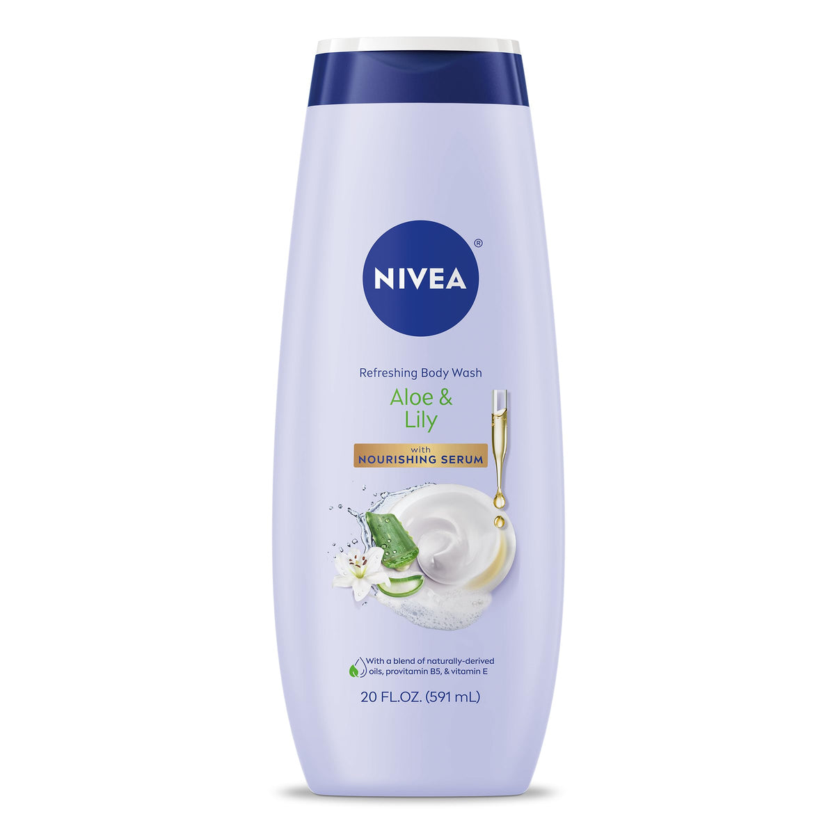 Nivea Fresh Aloe & Lily Body Wash, Refreshing Formula With Nourishing Serum, 20 Fl Oz