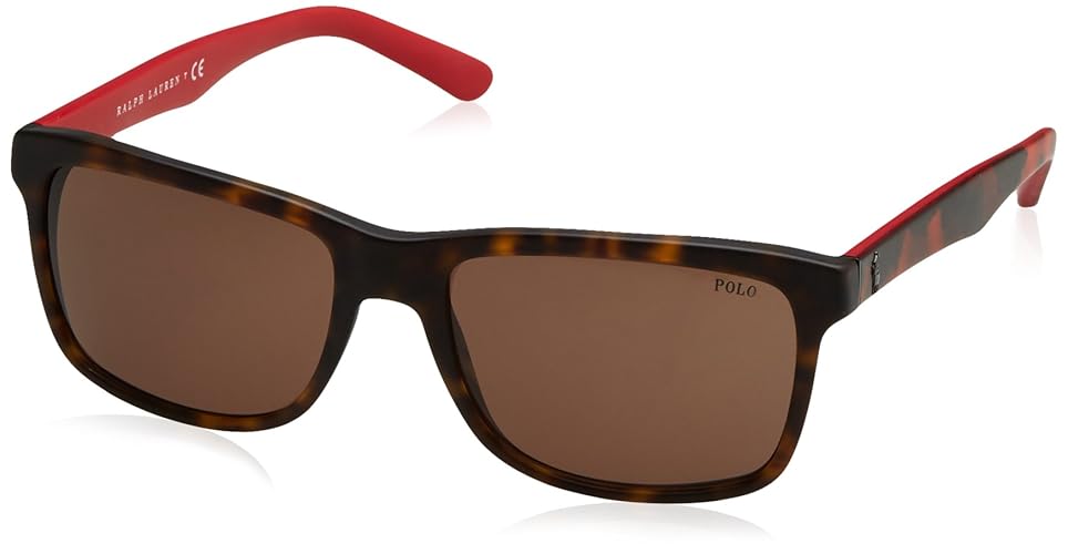 Polo Ralph Lauren Mens Square Sunglasses, Matte Dark Gunmetal/Dark Brown, 57Mm