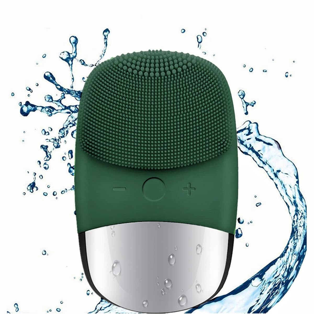 Megan Usb Rechargeable Silicone Facial Cleansing Brush, Ipx7 Waterproof, 3-In-1 Exfoliator - Green