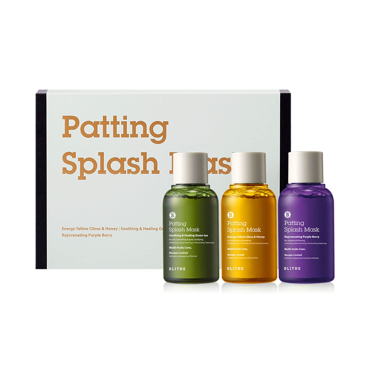 Blithe Patting Splash Mask Deluxe Collection - Aha Exfoliating Face Wash Set For Women, 3Pcs