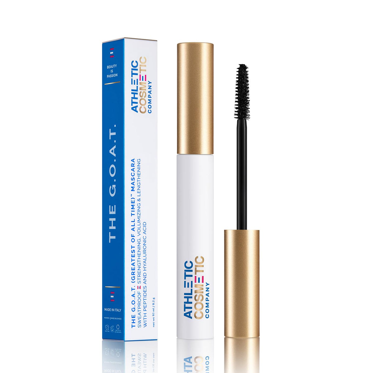 Athletic Cosmetic G.O.A.T Waterproof Mascara - Vegan, Smudge-Proof, Volumizing, Black, 