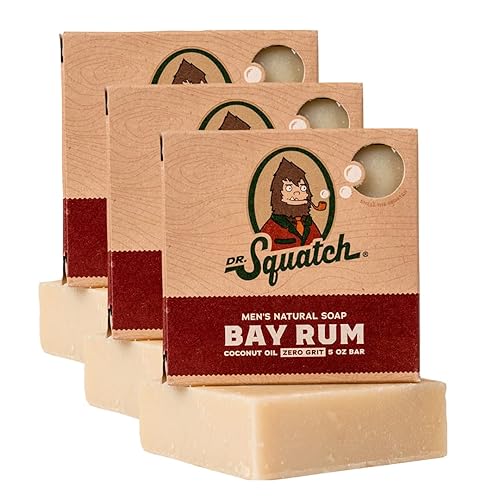 Dr. Squatch Bay Rum All Natural Bar Soap For Men, 3 Pack, 5 Ounce Each