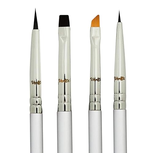 Vertex Eyeliner Brush Set - Fine Angled For Liquid Gel Liner, 4 Count, Waterproof, Cat Eye