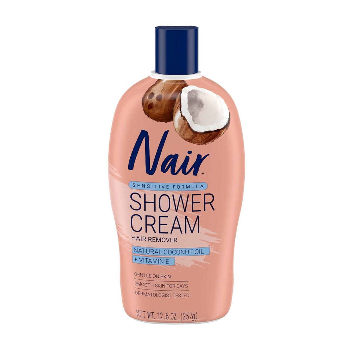 Nair Sensitive Formula Shower Cream Hair Remover With Coconut Oil & Vitamin E - 12.6Oz