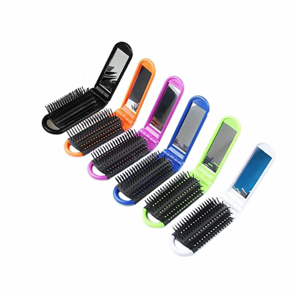 Louise Maelys 6pcs Colorful Folding Pocket Hair Brush Set - Travel Comb Gift Idea