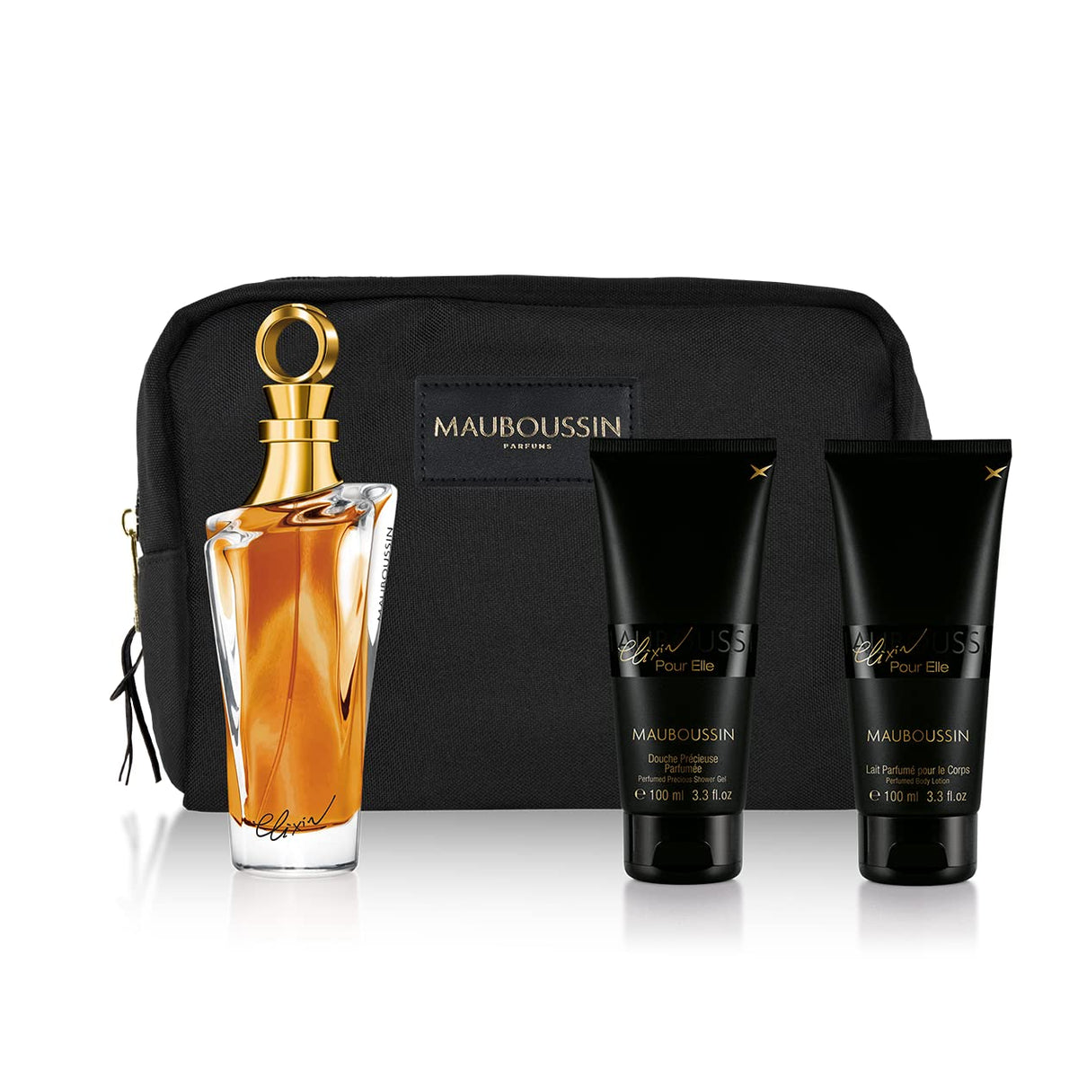 Mauboussin Elixir Pour Elle Prestige Set - Eau De Parfum, Body Wash & Milk, Black Bag