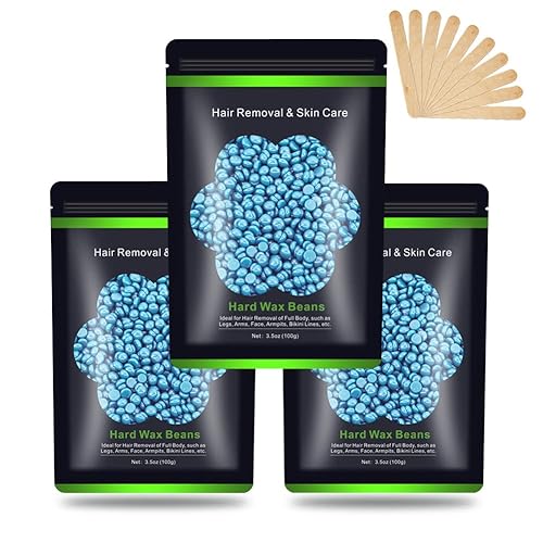 Auperwel Hard Wax Beads For Sensitive Skin – 10.5 Oz, Painless Hair Removal, 3 Packs