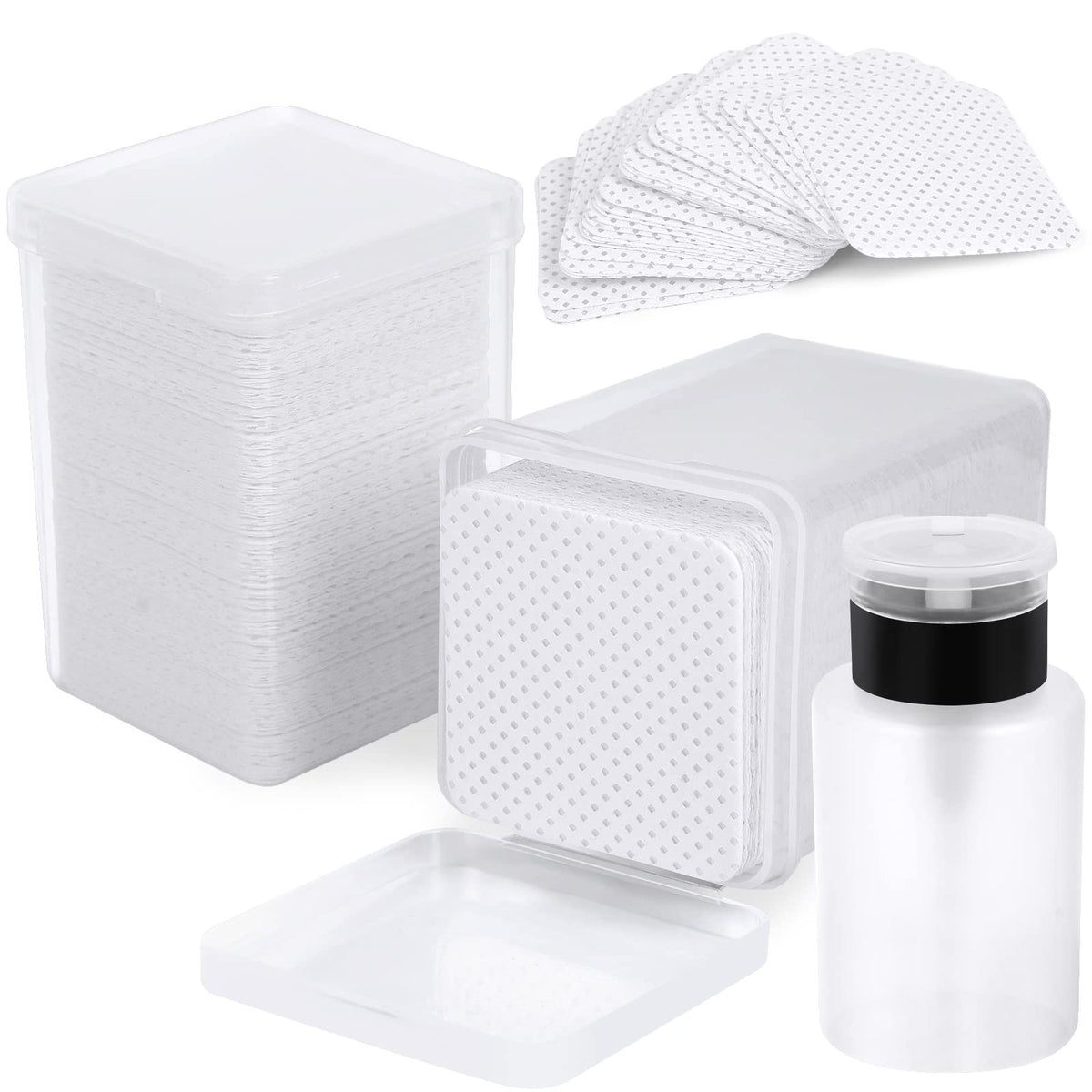 Zcdpfcbd 400 Nail Cotton Pads & Dispenser, Soft Non-Woven Wipes For Eyelash Extensions, White