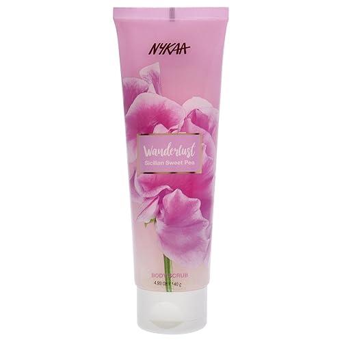 Nykaa Wanderlust Sicilian Sweet Pea Body Scrub - Exfoliating Aloe Vera & Jojoba, 4.93 Oz