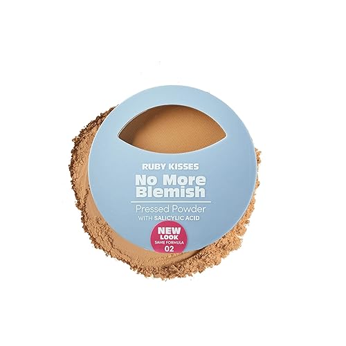 Ruby Kisses No More Blemish Face Powder, Salicylic Acid, Matte Finish, Toffee, 0.28 Oz