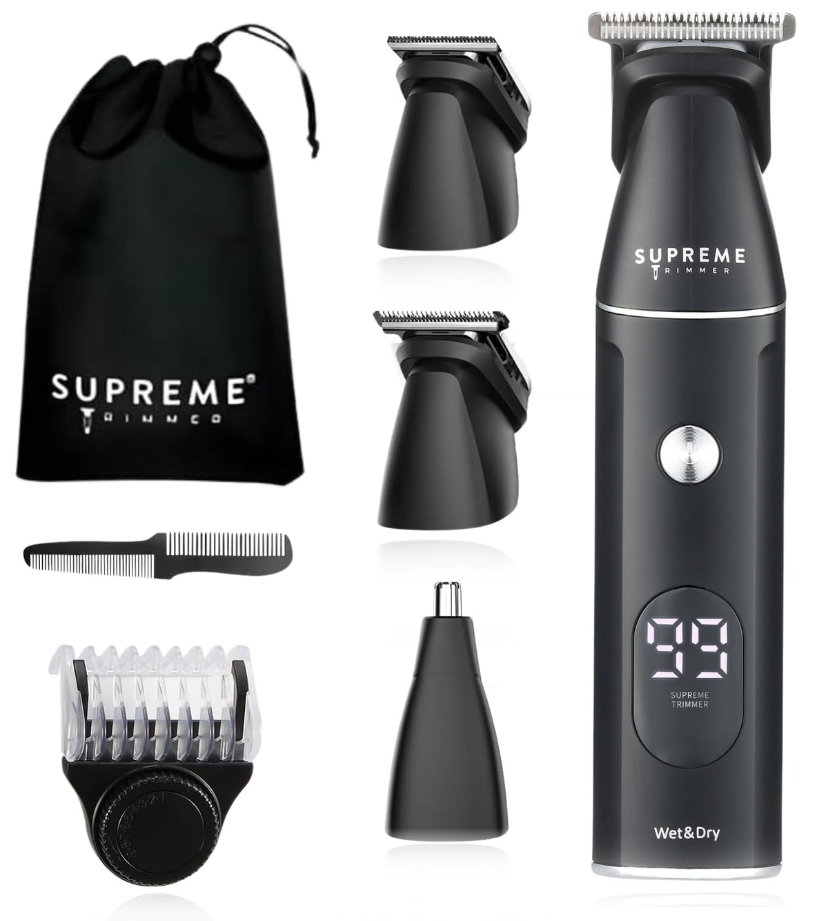 Supreme Trimmer All-In-One Multigroomer | 120 Min Run Time | 14Pc Grooming Kit - Black