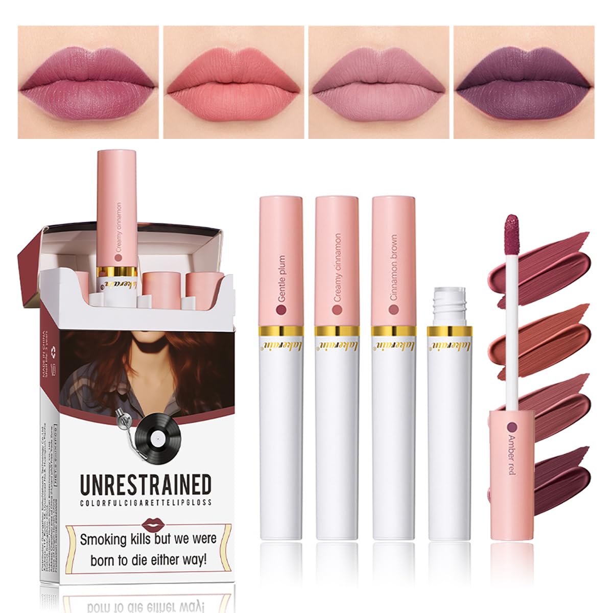 Tiejdhr Matte Lip Gloss Set B - 4 Colors, Long Lasting, Waterproof Liquid Lipstick, 1 Fl Oz