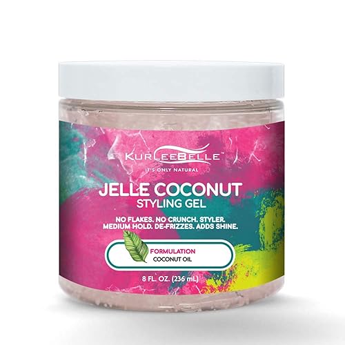 Kurlee Belle Jelle Coconut Styling Gel - 8oz, Moisturizing Hair Gel for Curls and Waves