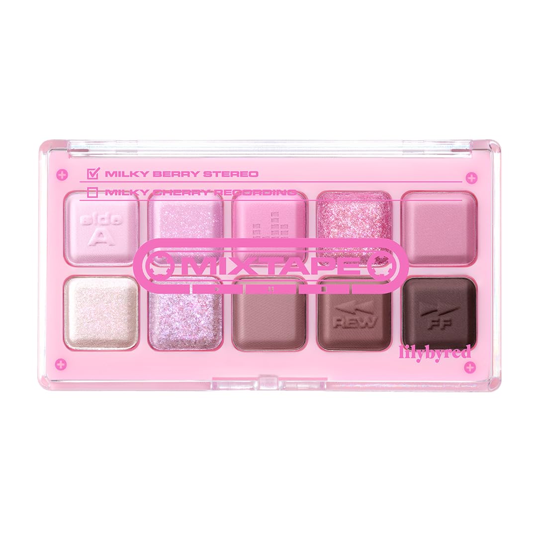 Lilybyred Mood Keyboard Mixtape Eyeshadow Palette 09#Milky Berry Stereo - Long-Wearing Glitter