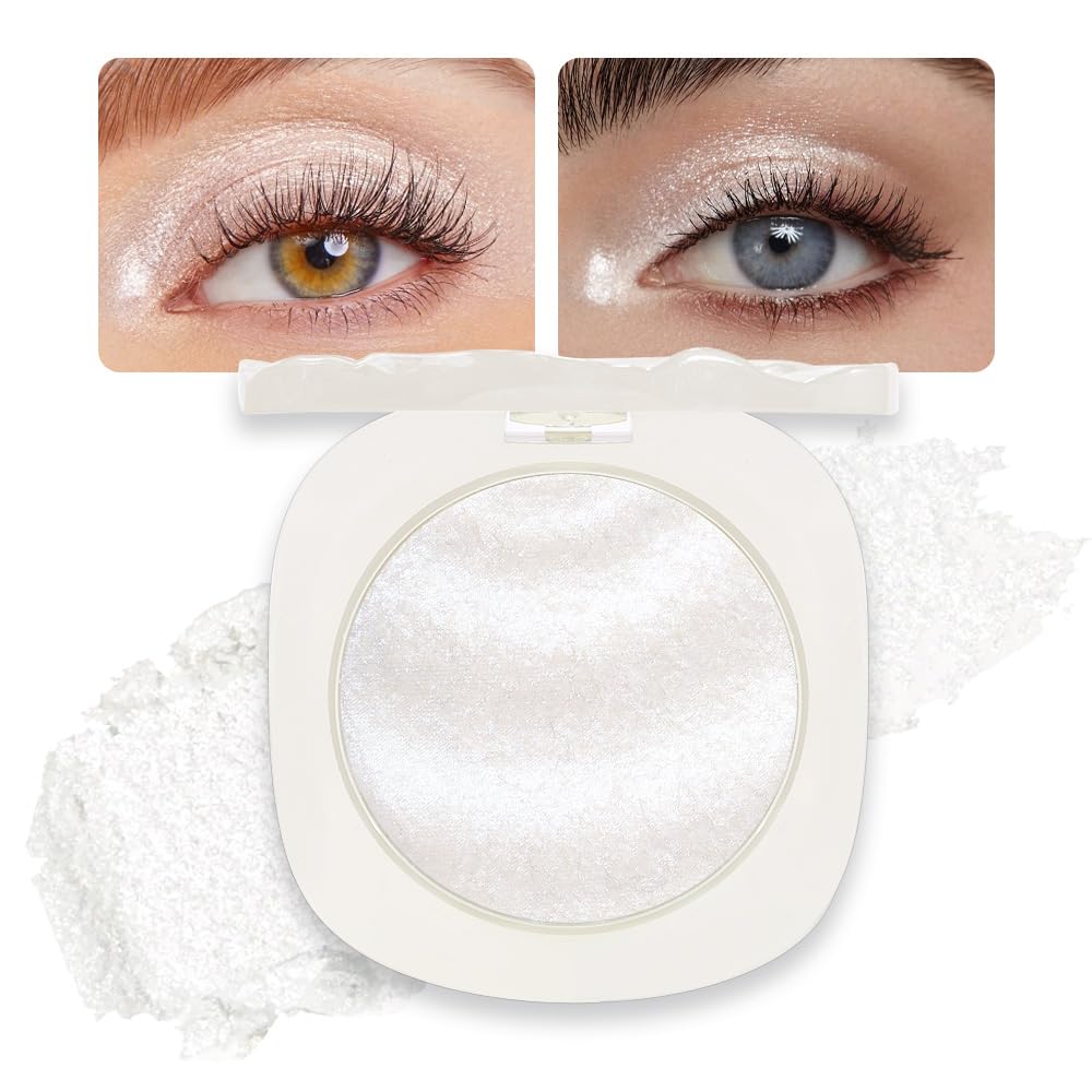 Cakaila Glitter Shimmer White Eyeshadow - High Pigment Waterproof Longwear Eye Makeup