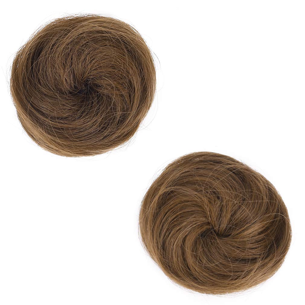 Reecho Mini Claw Clip Hair Bun Extensions - 2 Pack, Light Chocolate Brown, Synthetic Fiber