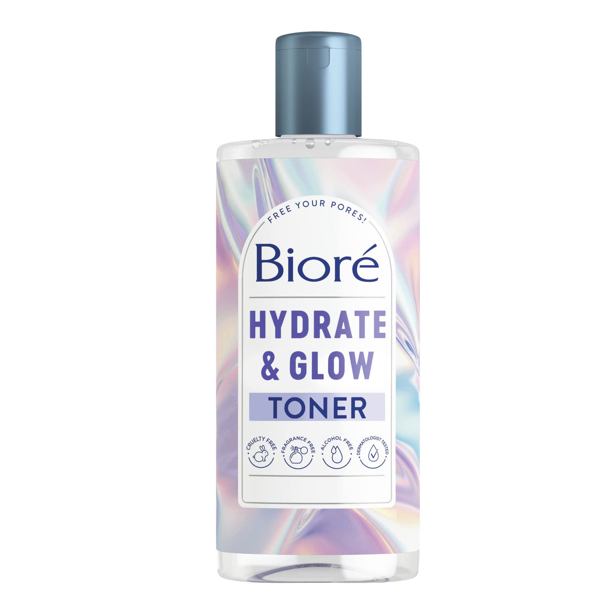 Biore Hydrate & Glow Toner, 2% Lactic Acid, Exfoliating, Alcohol & Fragrance Free, 8