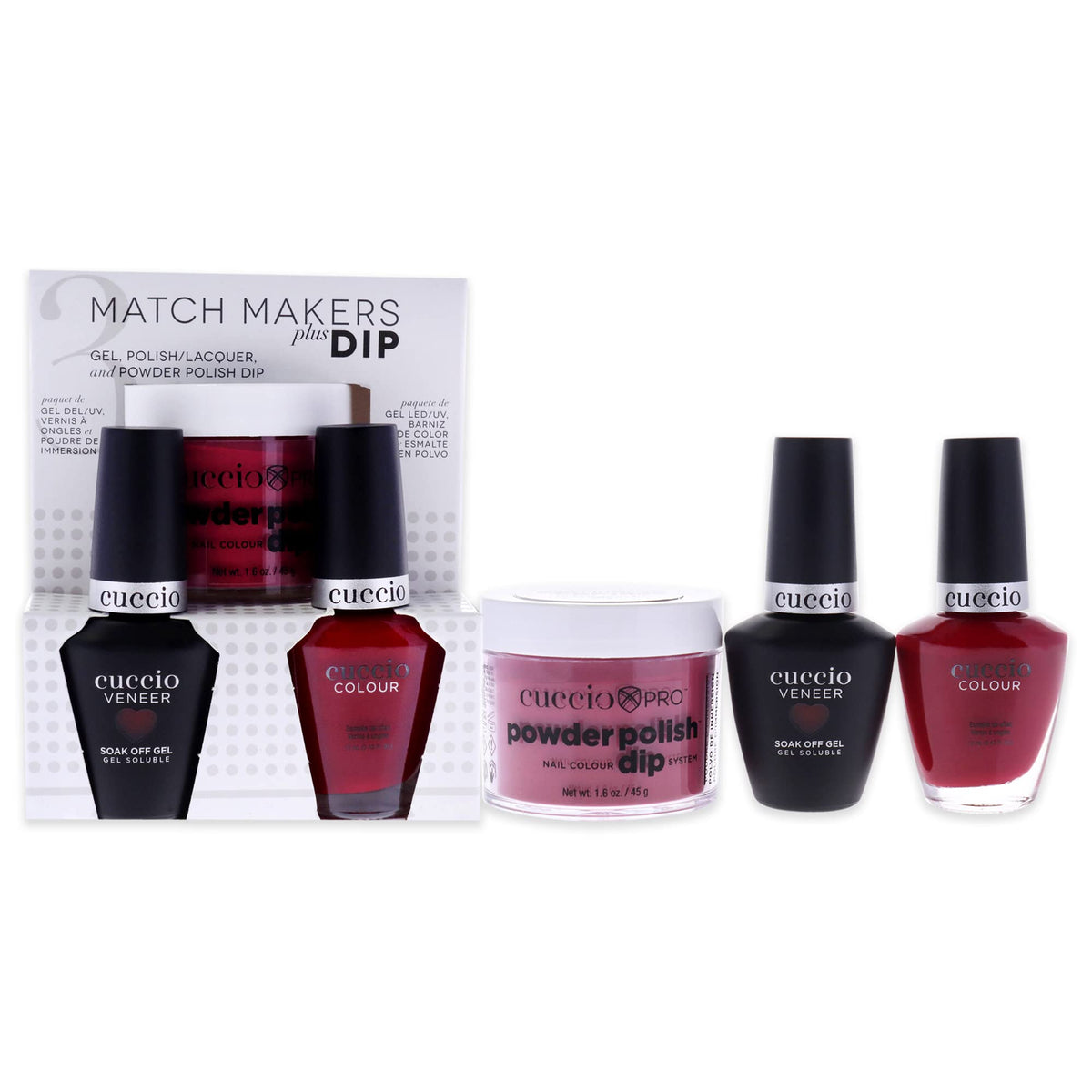 Cuccio Colour Matchmakers Nail Dip Kit - Red Eye To Shanghai - 3 Pc Matching Mani-Pedi Set