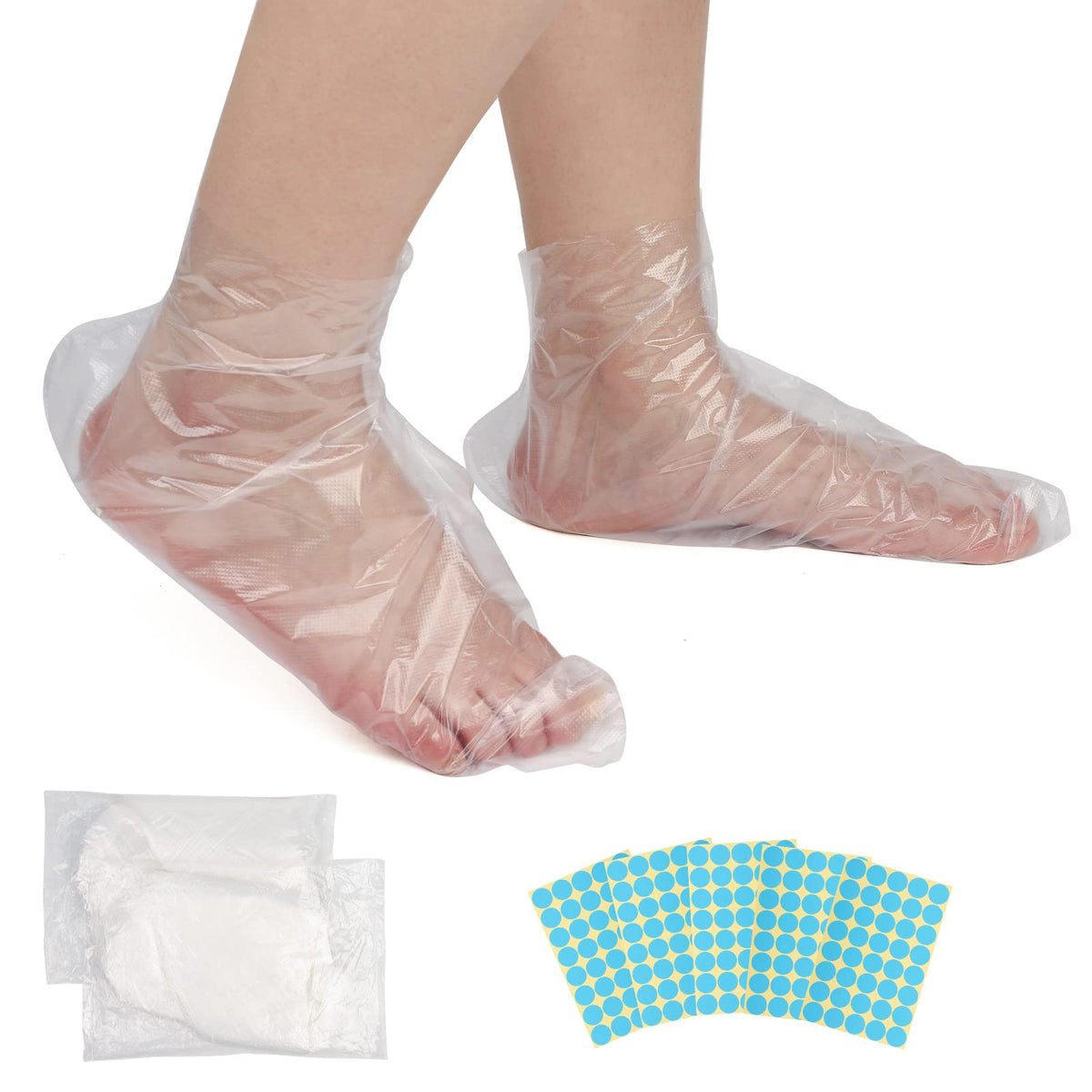 Segbeauty Paraffin Wax Liners For Foot - 200 Plastic Bags & Stickers For Wax Therapy