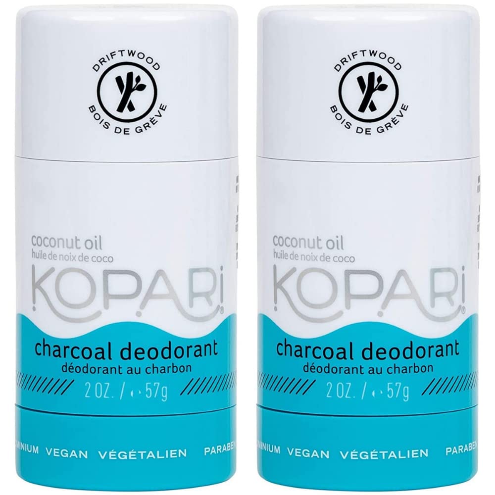 Kopari Natural Deodorant, Aluminum Free, Charcoal, Vegan, 2 Pack, 2 oz - Odor Protection for