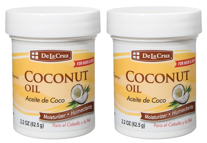 De La Cruz Coconut Oil - Expeller Pressed, Natural Moisturizer For Skin & Hair, 2.2Oz (2 J